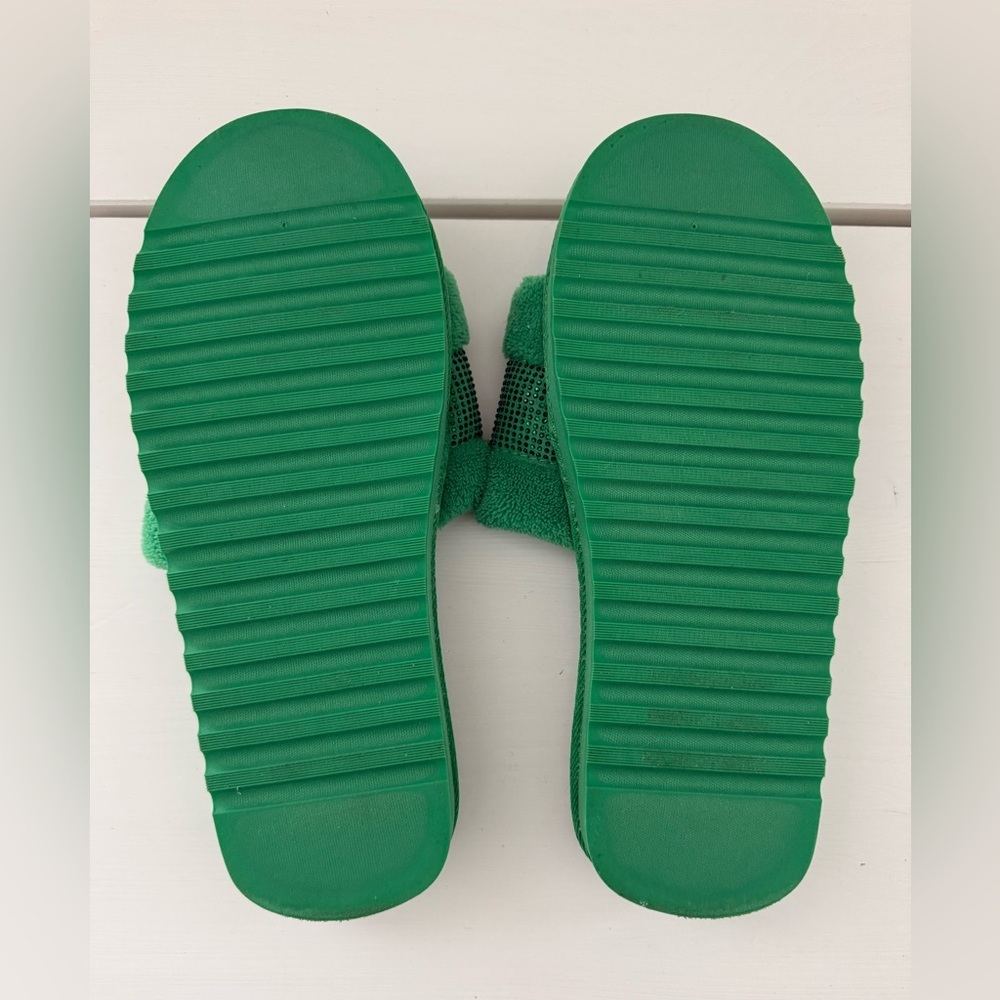 Juicy Couture Rhinestone Slide Y2K Glam Slippers St Patrick’s Day Size L (8-9) - Picture 5 of 6